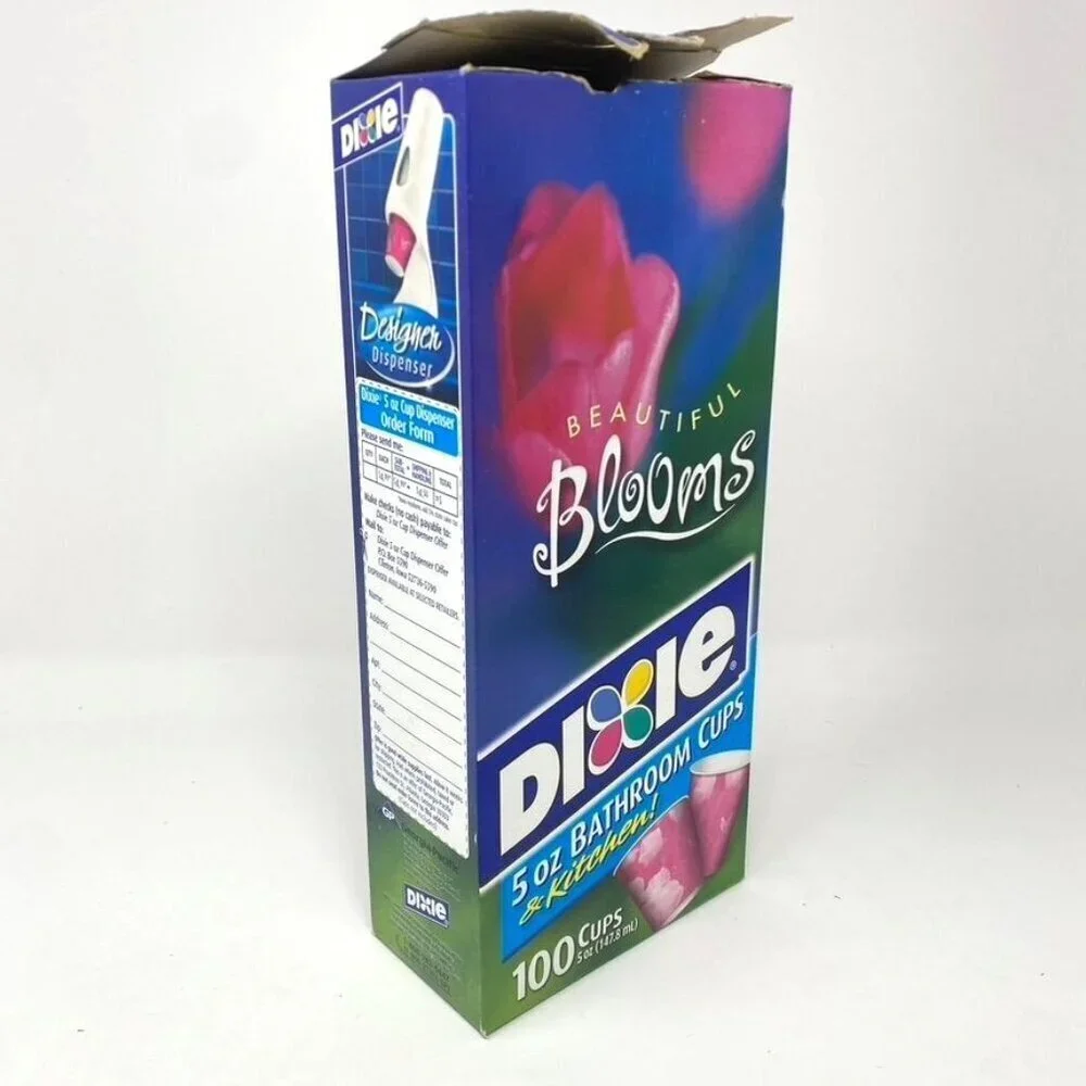 Dixie 5 Oz Bathroom Cups Beautiful Blooms Pink Open Package 35 Cups